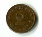 Authentic Rare Antique German 2pf Coin With Big Eagle Ww2 - Artifact 