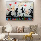 Canvas Wall Art Graffiti Balloon Girl Street Art Canvas Painting Modern Decor