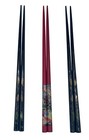 3 Sets Japanese Vintage Black Lacquer Abalone Inlay Chopsticks Mother Of Pearl