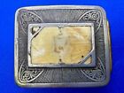 Art Deco Silver Plated Unique Two Tone Vintage Belt Buckle - Missing Center