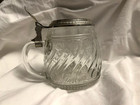 Vintage German Glass Beer Stein With Swirl Design   Pewter Lid Euc