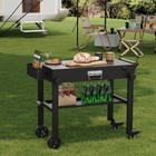 Portable Collapsible Grill Cart With Wheels Outdoor Bbq Table 300lb Capacity