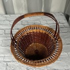 Vintage Wicker Woven Boho Two Tone Basket With Handle
