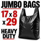 Black Jumbo T-shirt Bags 17x8x29 0 71 Mil Heavy Duty Grocery Carryout Bags Bulk