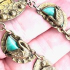 Antique Czech Art Deco Neiger Womens Necklace Peking Glass Swans 1920s Era
