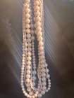 Vintage Faux Pink Pearl Multistrand Necklace W  Gold Clasp  17 5in Long   a001 