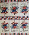 2 Individual Paper Decoupage Napkins Towels - Patriotic Star Flowers Red White B