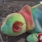 Ty Beanie Baby 9 Inch Rainbow The Iguana Chameleon Toy  1997  Retired In Case