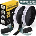30ft X 1 Inch Hook And Loop Strips With Adhesive  Double Rolls Of Heavy Duty Sel