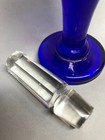 Antique Bohemian Perfume Bottle Cobalt Cut To Crystal Art Deco Faceted 7 Inch