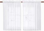 White Sheer Curtains 54 Inches Long 2 Panels Set     54  W X 54  L Window Sheer Cu
