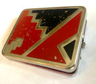 Vintage   Art Deco Powder Compact - Red Black Enamel - Geometric 1920-1930 s