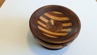 Vintage Hand Made Wood Turned Pedastal Bowl - Striped - 1970s Decor