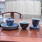 Jingdezhen Handmade Chai Kiln Blue Cap Bowl Tea Bowl Pot Carrying Kung Fu Teacup