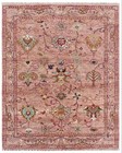 Hand-knotted Wool Oushak Rug  Pink Floral Vintage Turkish Area Rug
