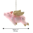 Flying Pig Christmas Tree Ornament 4  Glass Cute When Pigs Fly Farm Animal New