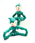 Pixie Elves Gilner Hand Painted Dark Green Set Of 2 California Vintage 1950s