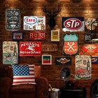 Decorative Vintage Tin Signs For Garage - Set Of 7 Retro Wall Designs