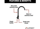 Lippert 2021090601 Curved Gooseneck Faucet - Black Matte