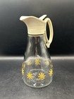 Vintage Log Cabin Gold Star Glass Maple Syrup Serving Jar Bottle Dispenser 20oz 