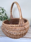 Vintage Large Primitive Chevron Weave Buttocks Woven Wicker Rustic Basket 16   