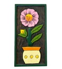 Mexican Folk Art Relief Carved Wood Painted Wall Plaque Flower Bird Set Of 2 Vtg