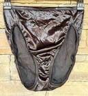 Vanity Fair Y2k Second Skin 7 L Black Hi-cut Shiny Nylon Bikini Underwear Panty