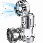 2 In 1 Led Camping Lantern With Fan Solar Usb Rechargeable Flashlight Portable