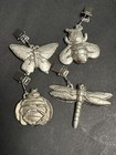 Pewter Tablecloth Weights 2 Ladybugs  1 Dragonfly  1 Honeybee Set Of 4 Pieces