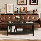 Coffee Table For Living Room With Slatted Sides Frame  Modern Farmhouse Livin   
