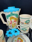 Vintage 1984 Cabbage Patch Kids Doll Tea Party Cupboard Set Dishes Cups Plates