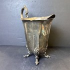 Antique Silver Plate Footed Pitcher With Ice Guard Crown Hallmark Paneled Body