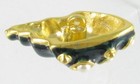 Large Gilt Metal Realistic Seashell Button W  Faux Pearls  Cold Enamel Finish