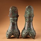 A Pair Of Antique Chinese Bronze Wine Cups