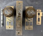 F  C  Linde Passage Set Door Knob  Plates  Lock 1880   s Eastlake Victorian 1 Of 4