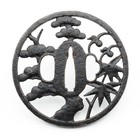 Tsuba Signed Kinai Pine And Bamboo Japanese Antique Sword Fitting Samurai Katana