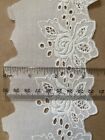 Vintage Rose Floral Embroidery Cotton Lace Trim  Eyelet And Scalloped