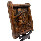 Vtg European Folk Art Black Forest Style Hand Carved Man With Pipe Wall Plaque