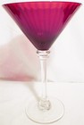 Stunning Ruby Red Ribbed Crystal Cocktail Martini Glass Stemware Set Of 4