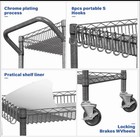 Heavy Duty Utility Cart With Handle 990lbs Capacity Metal 3 Tier Rolling Carts