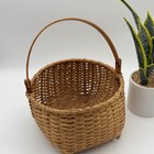 Vintage Hand-woven Rattan 12  Market Basket Bentwood Handle Mjc  164  2004 