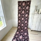 Antique French Fabric Black Ground Pink Beige Floral 1880 Roses Material Rococo