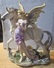 Unicorn Horn Fairy Wings Flower Fantasy Mythical Statue Figurine
