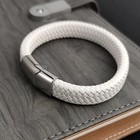 Men s Leather Braided Bracelet Stainless Steel Buckle Clasp Bangle Fashion Gift