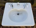 Antique Art Deco Standard Tiffin White Porcelain Pedestal Sink Vtg Bathroom Mcm
