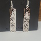 Sterling Silver Geometric Rectangle Dangle Earrings