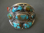 Southwest Ronie   Ramil Glodove Spiderweb Turquoise Cluster Sterl Cuff Bracelet