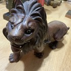 Vintage Hand Carved Wooden Lion Statue Sculpture See Description