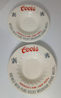 Coors Ashtray Lot Of 2 White With Red   Grey Lettering Porcelain Vintage