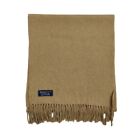 Burberry Vintage 100  Cashmere Scarf Brown Plaid Solid Pattern Logo Winter Scarf